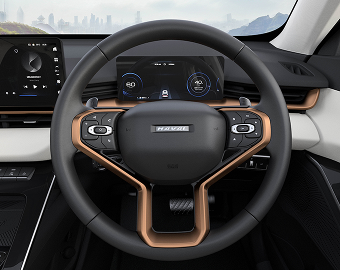 Multi-function steering wheel and Digital information display (10 inches)
